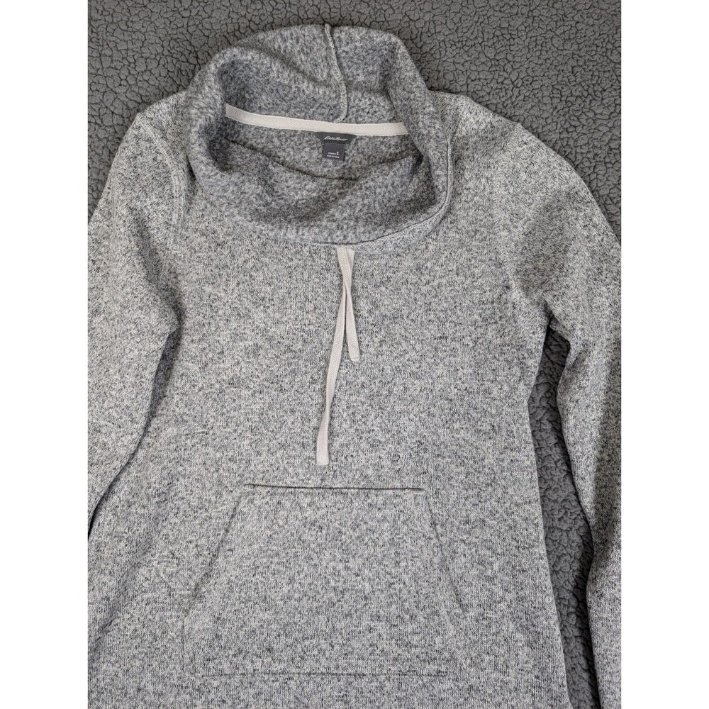 Eddie Bauer Womens Top Mock Neck Sweatshirt Small Long Sleeve Gray Pouch